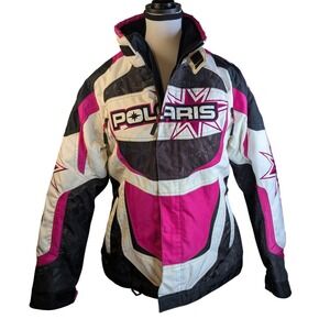 FXR Polaris Womens Race Crew Replica Jacket Winter Lined Pink Black White Size S